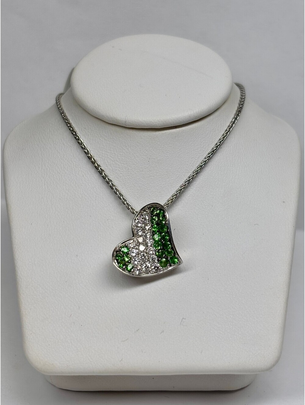 14k White Gold Emerald and Diamond Necklace [COPY]
